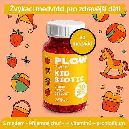 Flow - Dětské probiotické gumové medvídky + vitamíny
