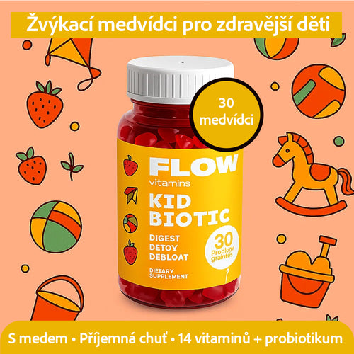 Flow - Dětské probiotické gumové medvídky + vitamíny